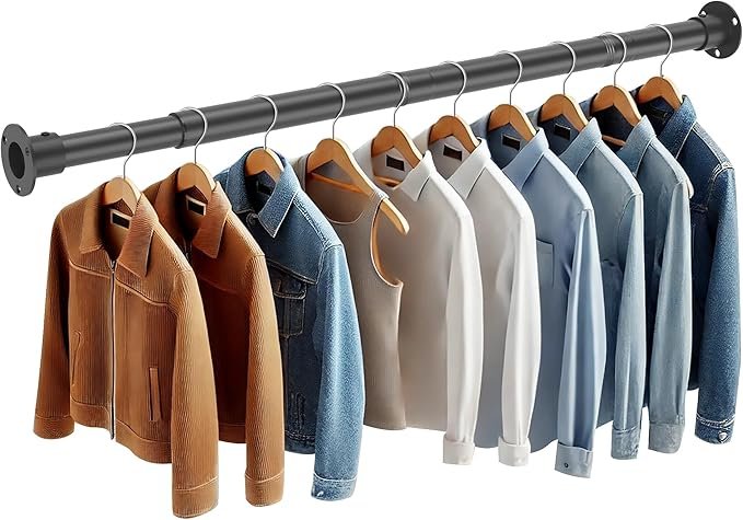 Powerful Heavy Duty Adjustable Closet Rod 35-125” – Versatile Clothes Hanging Bar for Perfect Organization 4 Adjustable Closet Rod 35-125 Inch - 1.3”Diameter Heavy Duty Closet Rods for Hanging Clothes - Simple Clothes Rod for Closet - Versatile Closet Poles for Hanging Clothes