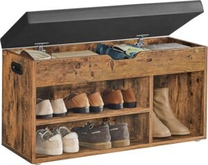 VASAGLE CUSTOS Collection - Storage Bench with Cushion, Shoe Bench, Padded Seat, Hidden Storage