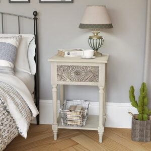 Vintage Nightstand with Drawer & Open Shelf