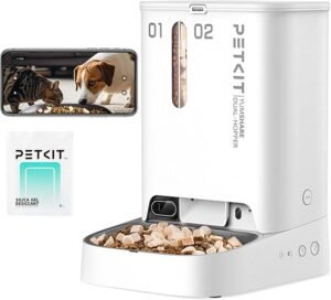 PETKIT Automatic Cat Dog Feeder with Camera, AI-Powered Motion Capturing, 1080P HD Video with Night Vision, 2.4G WiFi Pet Feeder with 2-Way Audio, Dual