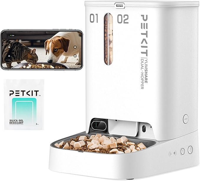 Smart PETKIT Pet Feeder with Camera – Powerful 1080P HD Monitoring & Auto Feeding 4 PETKIT Automatic Cat Dog Feeder with Camera, AI-Powered Motion Capturing, 1080P HD Video with Night Vision, 2.4G WiFi Pet Feeder with 2-Way Audio, Dual