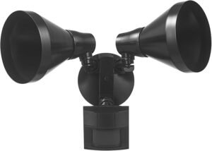 Globe Electric 17000140 180-Degree 240 W Twin Head Black Hardwired Motion Sensor Security Flood Light with MotionBright
