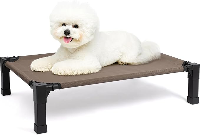 Heeyoo Elevated Dog Bed – Cooling Raised Pet Cot with Breathable Mesh & Durable Metal Frame 4 Heeyoo Elevated Dog Bed, Cooling Raised Pet Cot with Chew Proof Washable Breathable Mesh and Metal Frame, Portable Dog Cot Bed with No-Slip Feet for Outdoor or Indoor Use