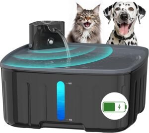 Kenida Dog Water Fountain Wireless,2.1GAL/8L Large Dog Water Fountain Battery Operated, Dog Fountain Water Bowl with Sensor,Wireless Smart Pump,Timer