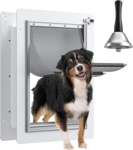 Pet Door for Wall Upgrade 2.0 with Secure Aluminum Lock, Steel Frame & Telescoping Tunnel, Double Silicone Flaps Dog Doggy Door and Cat Door for All