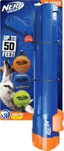 Nerf Dog Large Size Tennis Ball Blaster Dog Toy, Great for Fetch, Hands-Free Reload, Launches up to 50 ft, Single Unit, 20in Blaster with 3 Balls in Mesh Bag