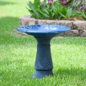 Arcadia Garden Products Fiberclay Bird Bath Outdoor Garden Decor, Antique Vintage Weather Resistant Water Bowl for Backyard and Patio